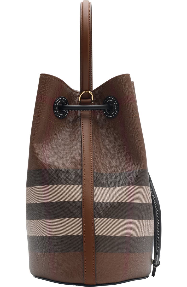 Burberry Small Check Bucket Bag, Alternate, color, Dark Birch Brown