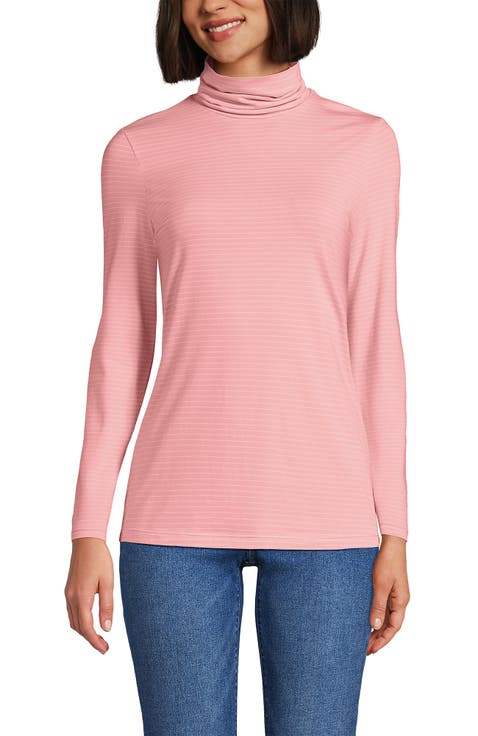 Lightweight Jersey Skimming Long Sleeve Turtleneck
