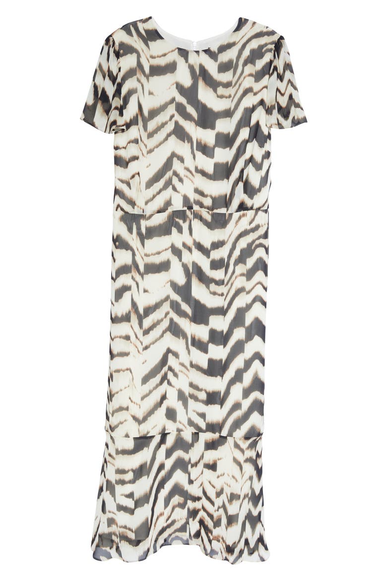 Animal Print Chiffon Midi Dress, Alternate, color, BEIGE/ BLACK