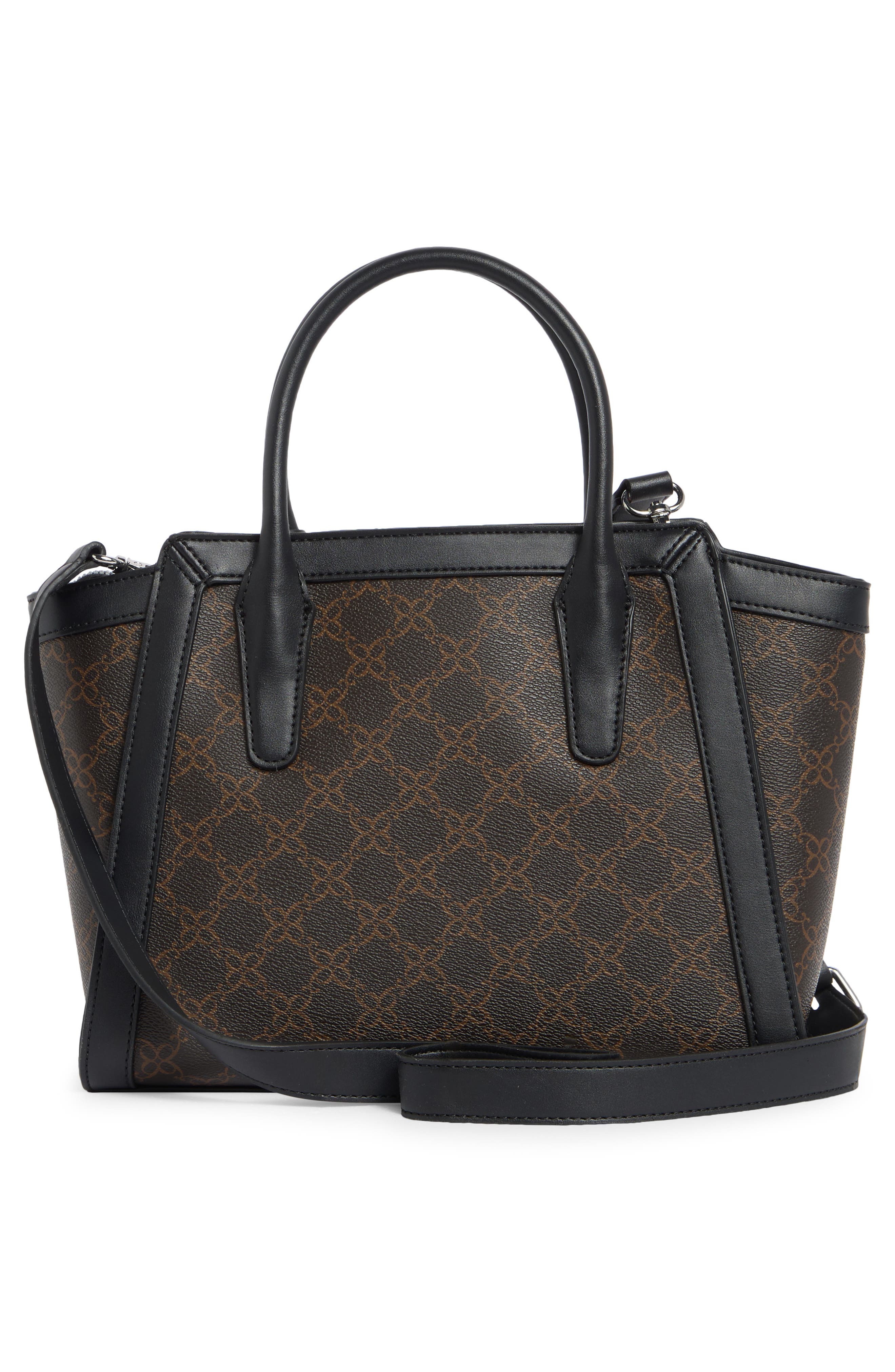 Aziel Signature Coated Canvas Satchel, Alternate, color, BROWN LOGO/ BLACK