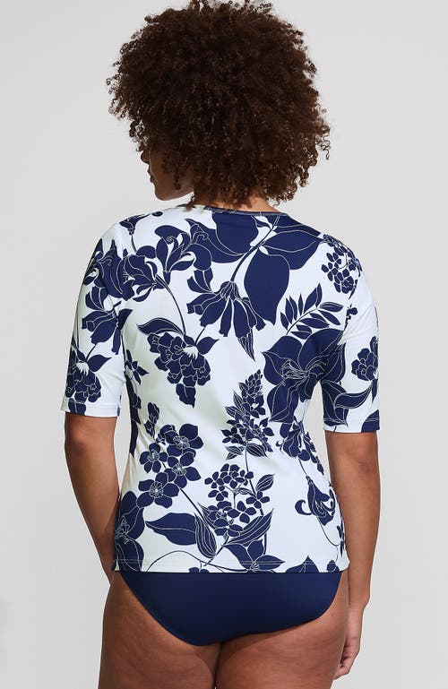 LANDS' END LANDS' END ELBOW SLEEVE RELAXED UPF 50 RASH GUARD 