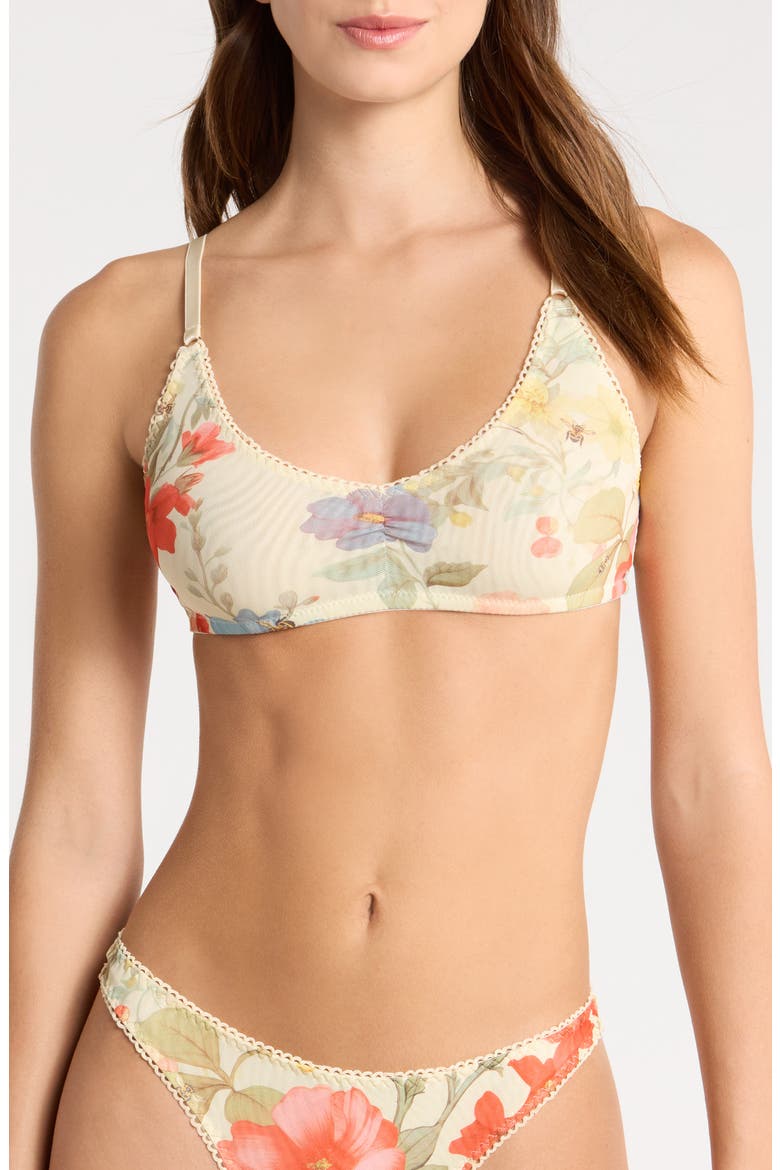 Stretch Mesh Bralette, Main, color, HONEYBEE
