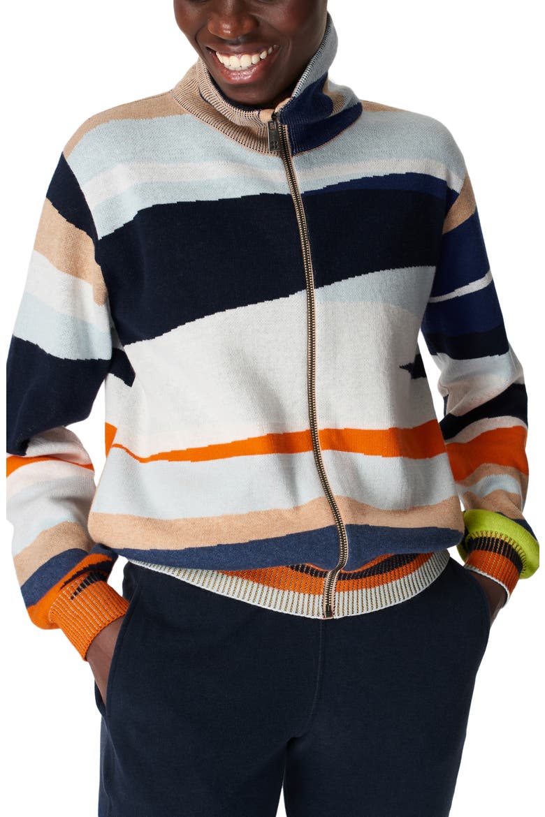 Terrain Full Zip Jacquard Sweater, Main, color, ORANGE HILLS PRINT