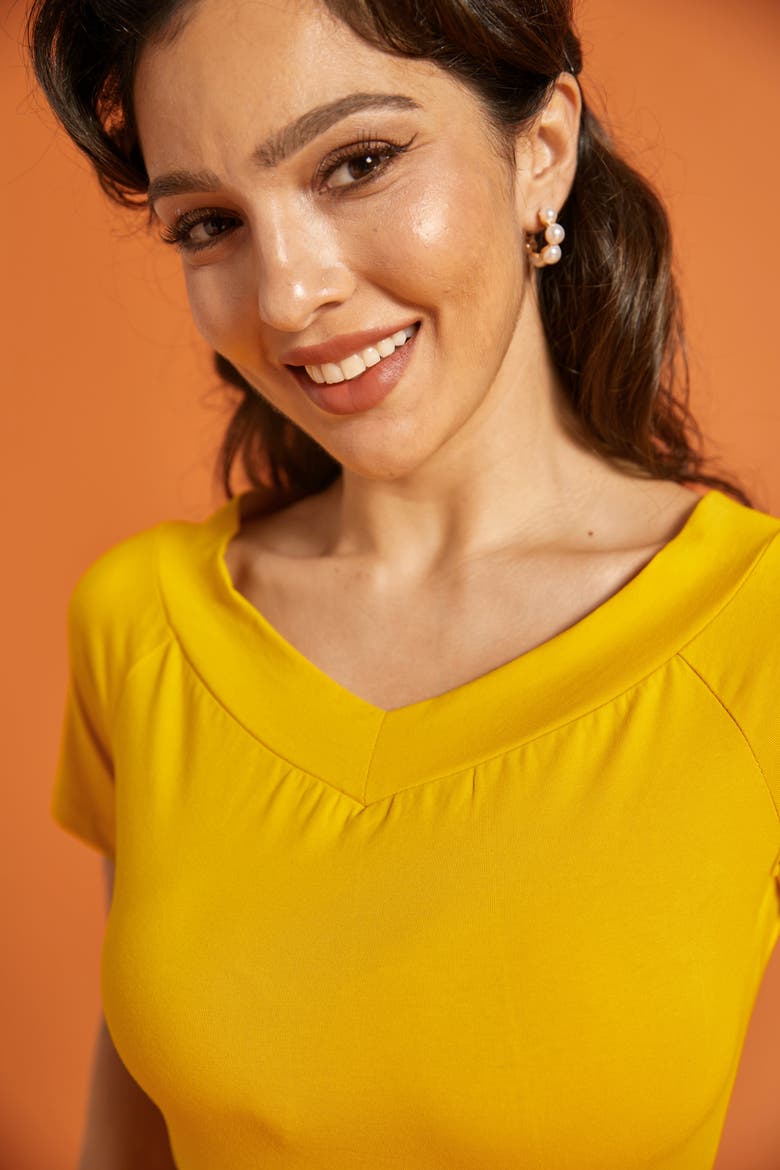 Ready for a Roman Holiday Short Sleeve Top, Alternate, color, Marigold