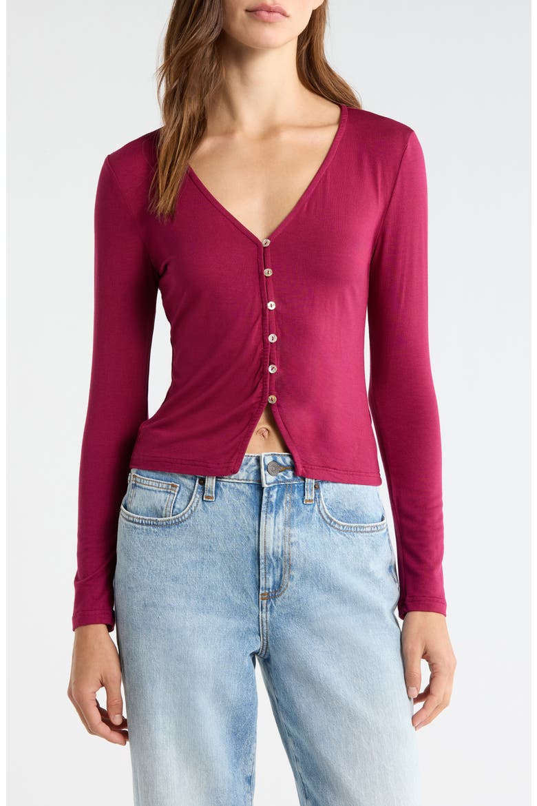 Shelby Button-Up Knit Top, Main, color, WINE