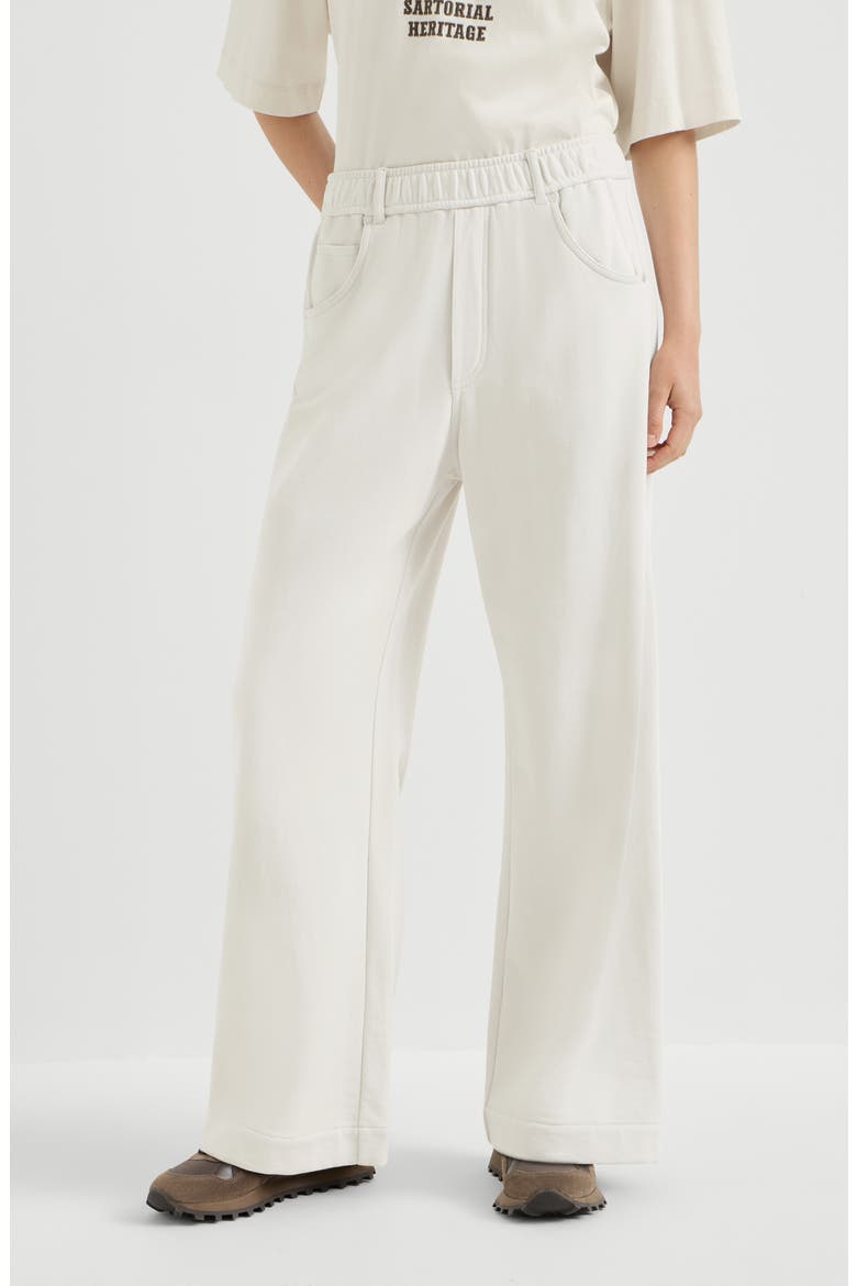 Cotton smooth French terry trousers, Main, color, Milk