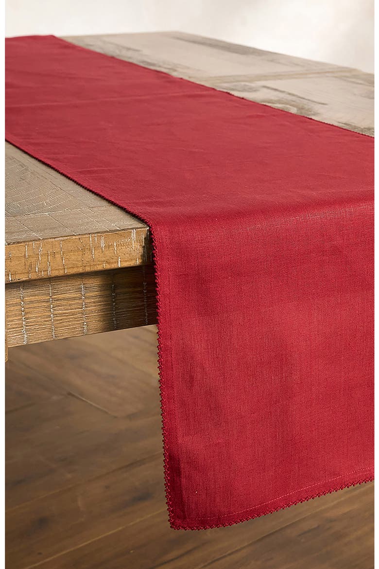 Berry Scallop Linen Table Runner, Alternate, color, RUBY