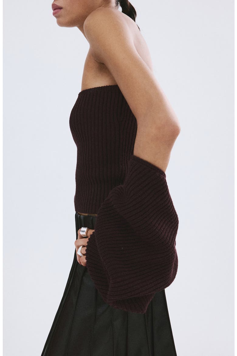 Rib Knit Tube Top & Bolero Set, Alternate, color, PLUM