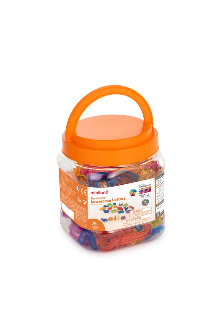 Translucent Lowercase Letters 76 Pcs, Alternate, color, Orange Multi