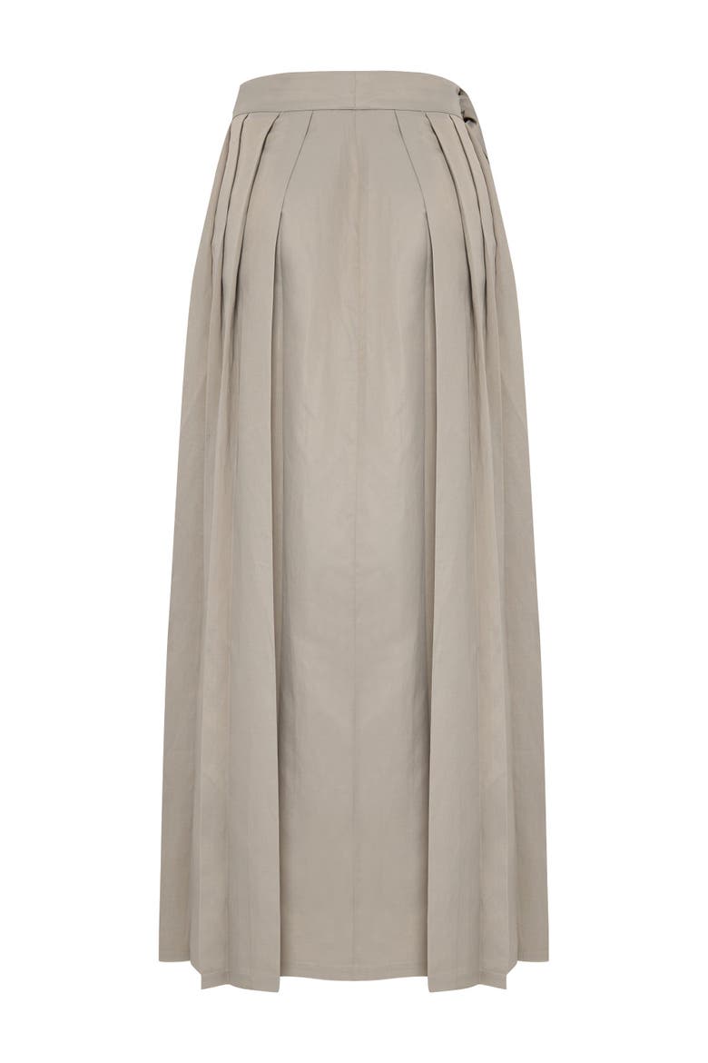 Linen Blend Shiny Woven Skirt, Alternate, color, BEIGE