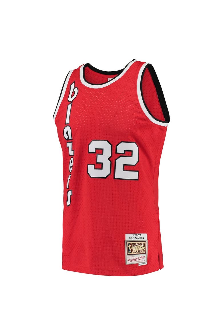 Men's Mitchell & Ness Bill Walton Red Portland Trail Blazers 1976/77 Hardwood Classics Swingman Jersey, Alternate, color, Red
