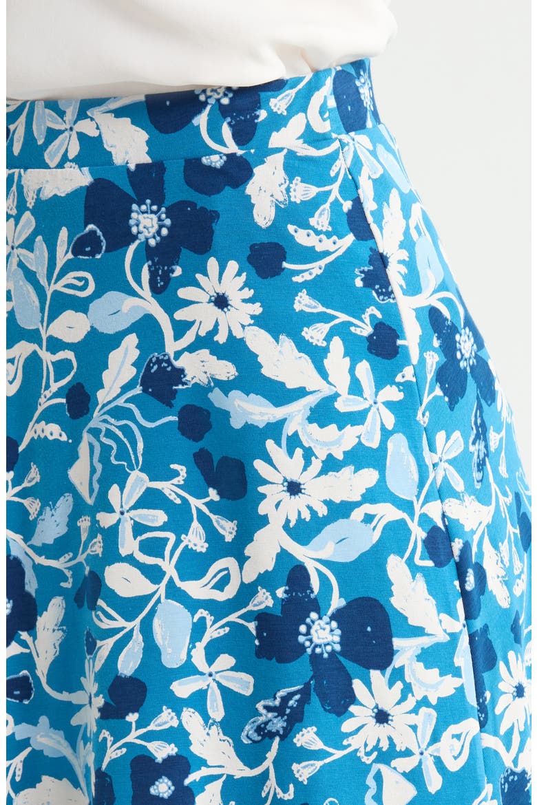 Rose A-Line Stretch Organic Cotton Midi Skirt, Alternate, color, WINDING MEADOW SAILBOATS