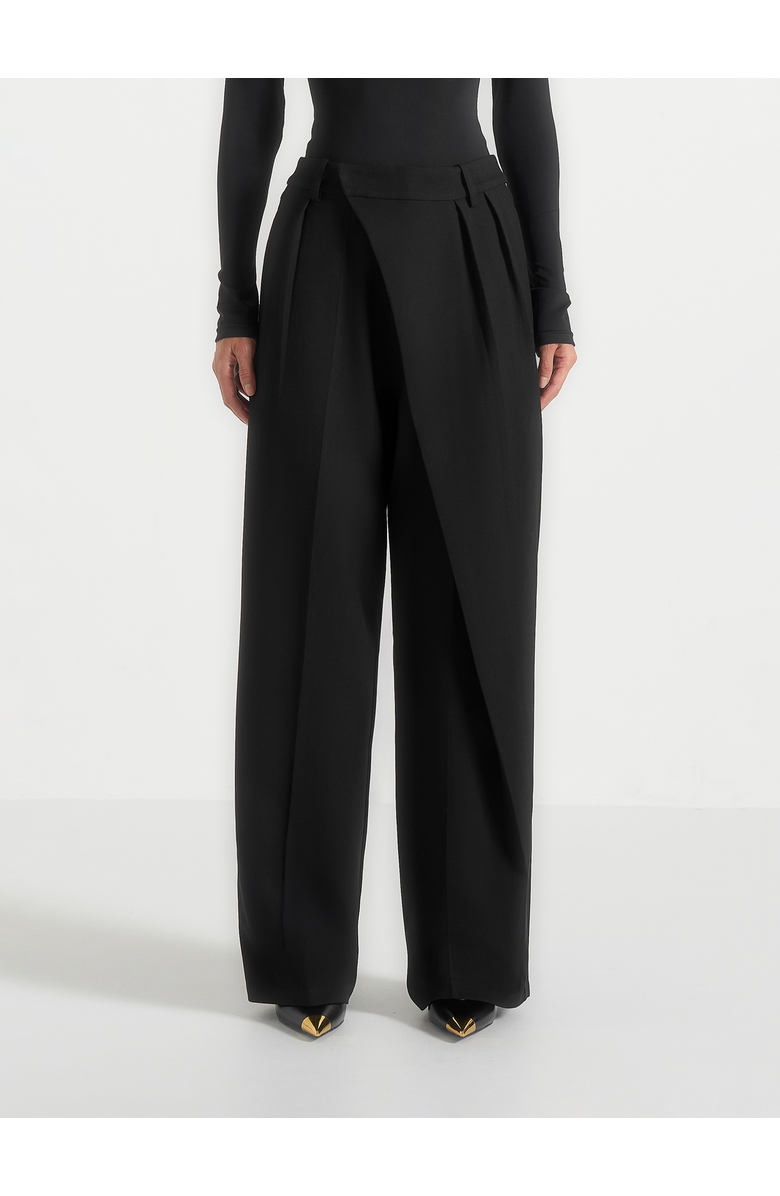Manière De Voir Colette Tailored Wrap Pleat Trousers, Alternate, color, Black