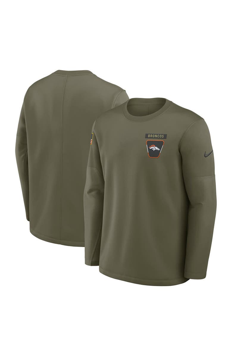 Nike Men's Nike Olive Denver Broncos 2025 Salute to Service Sideline Coaches Therma-FIT Long Sleeve Shirt, Alternate, color, Olive