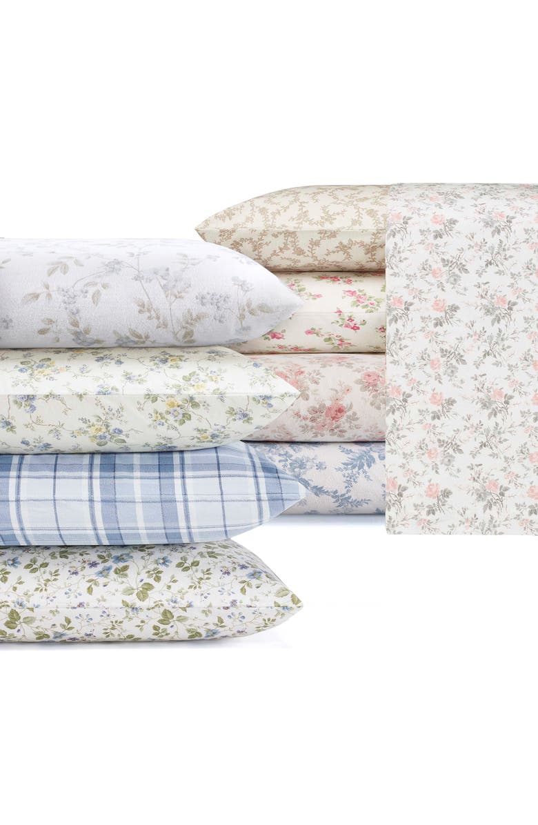 Laura Ashley Lisalee Cotton Flannel Sheet Set, Alternate, color, Lt-Pastel Pink