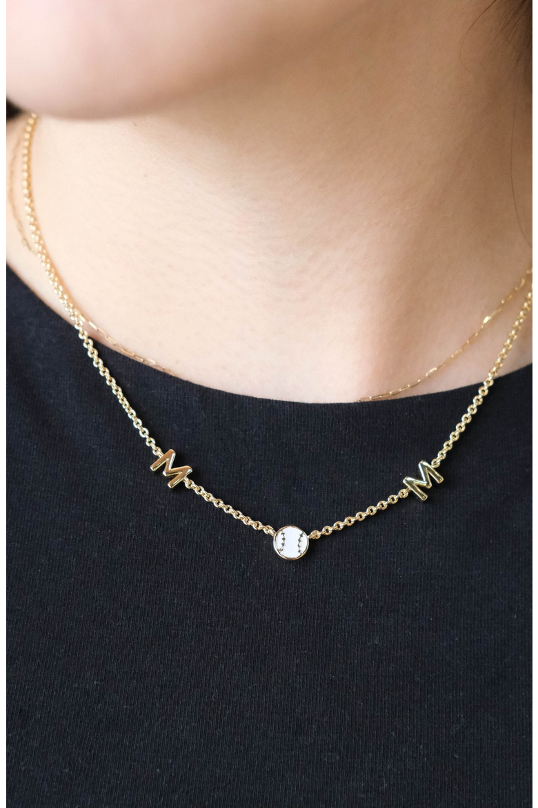 Baseball Mom Necklace, Alternate, color, Gold Plated