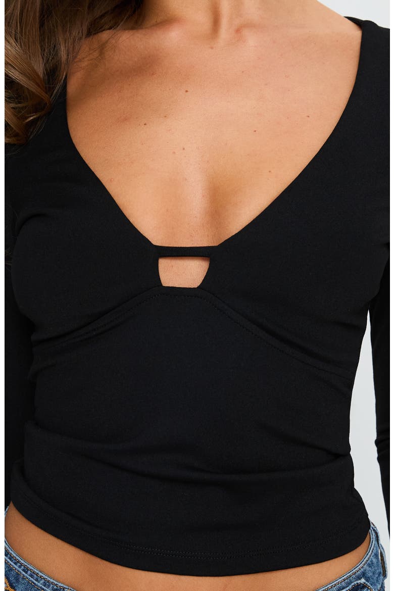 Sold on You Cutout Long Sleeve Top, Alternate, color, BLACK