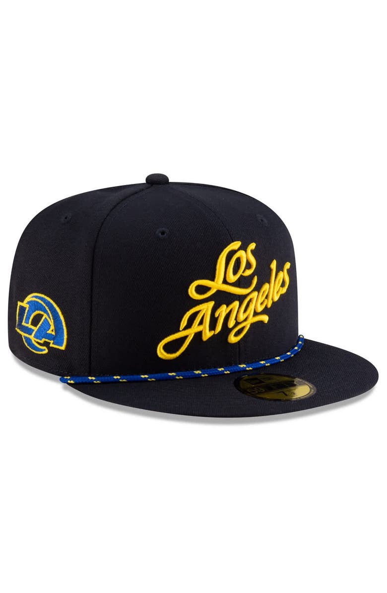 New Era Men's New Era Midnight Blue Los Angeles Rams 2025 Rivalries Collection Sideline Rope 59FIFTY Fitted Hat, Alternate, color, Navy