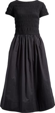 Madewell Smocked Boatneck Midi Dress