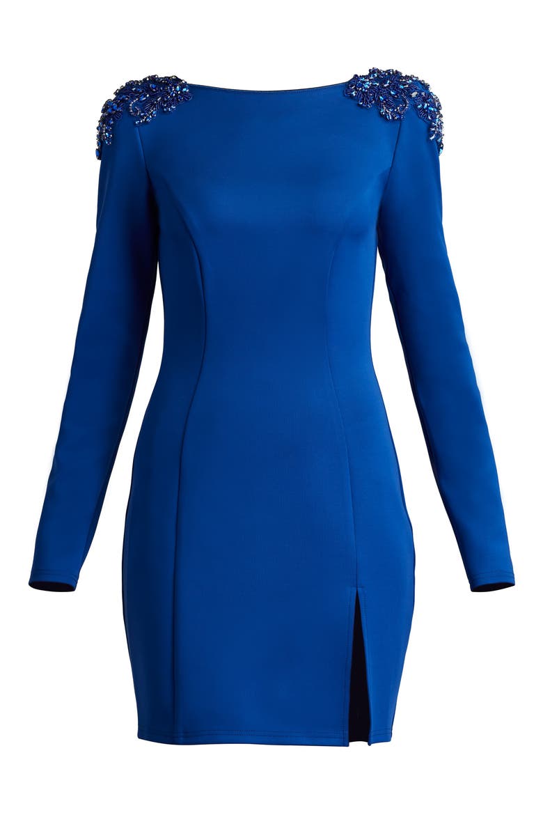 Cutout Back Long Sleeve Minidress, Alternate, color, NEON BLUE