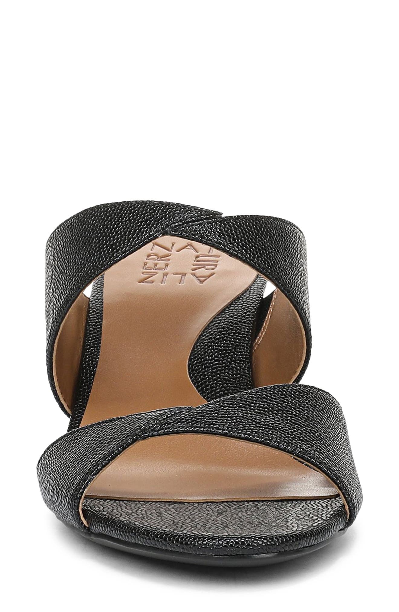 Naturalizer Nessa Slide Sandal, Alternate, color, Black Pebble Faux Leather