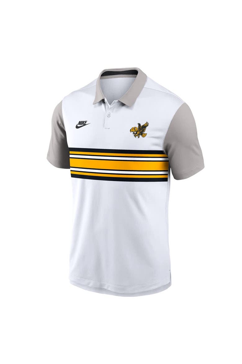 Men's Nike White/Gray Iowa Hawkeyes Athletic Prep Legacy Logo Vapor Performance Polo, Alternate, color, White