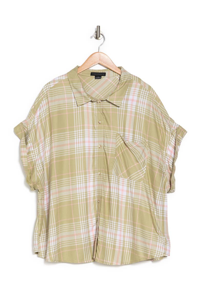 Sanctuary Printed Short Sleeve Button Down Shirt, Alternate, color,