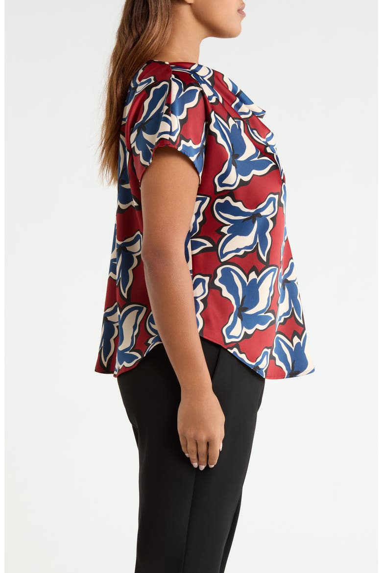 Floral Cowl Neck Top, Alternate, color, RUST MULTI