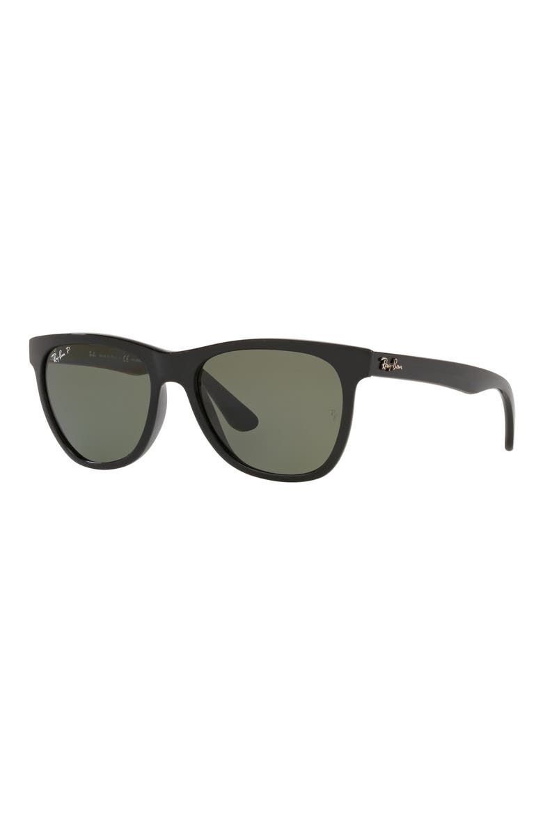 54mm Polarized Wayfarer Sunglasses, Alternate, color, BLACK