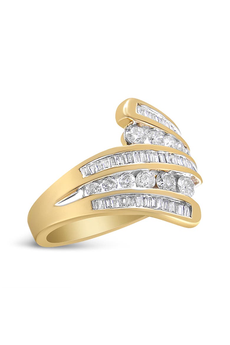10K Yellow Gold 1 Cttw Diamond Multi Row Bypass Ring Band, Alternate, color, Yellow