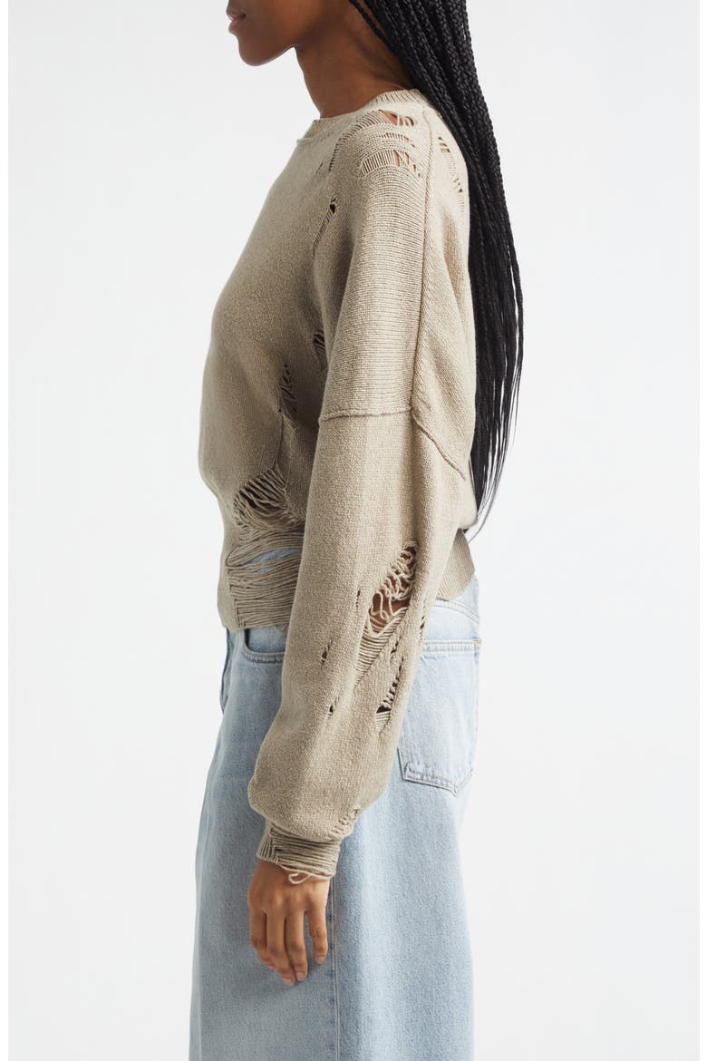 Marcy Ripped Wool & Cotton Sweater, Alternate, color, DOESKIN