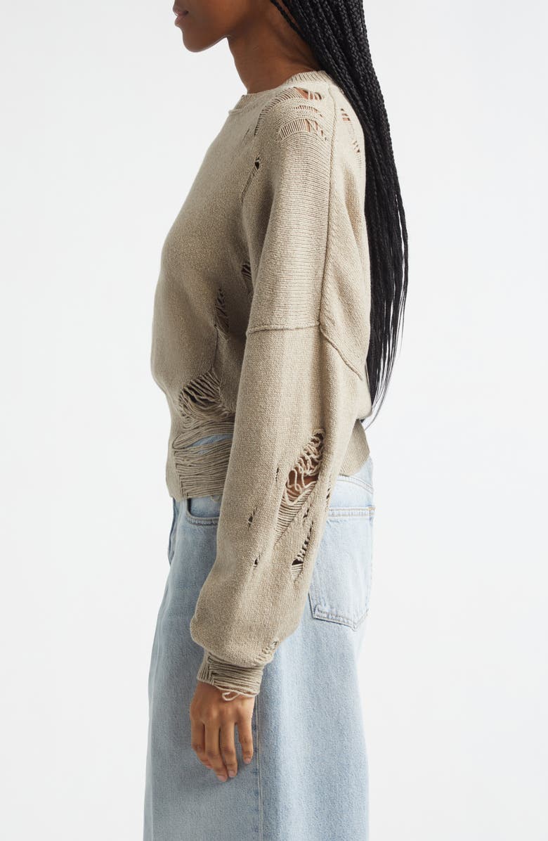 Haikure Marcy Ripped Wool & Cotton Sweater, Alternate, color, Doeskin