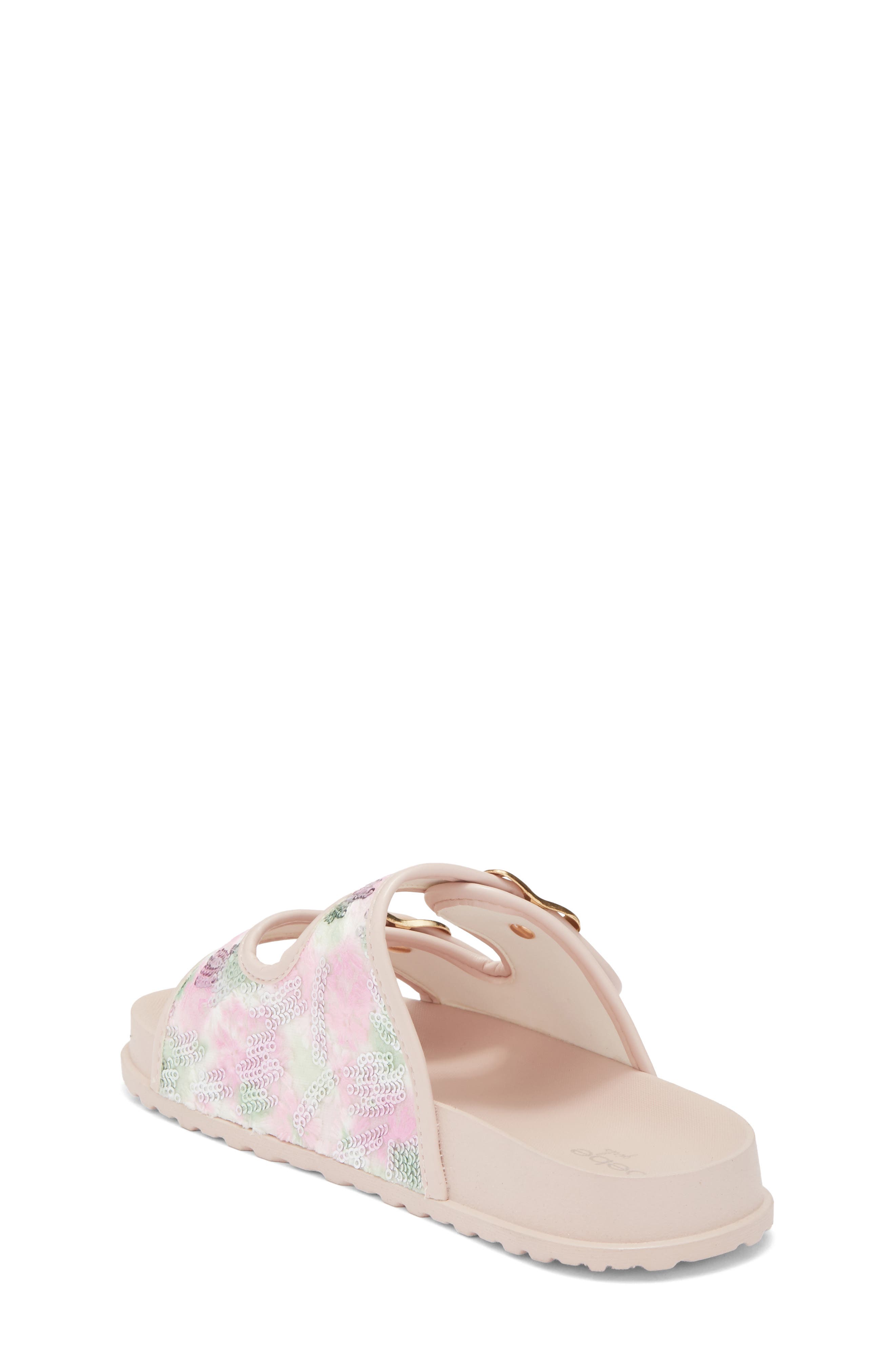 bebe Kids' Double Strap Slide Sandal, Alternate, color, White Multi