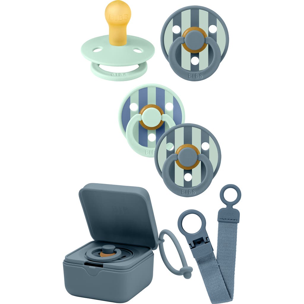 BIBS Pacifer, Pacifier Box & Pacifier Clip Set in Mint/Petrol at Nordstrom