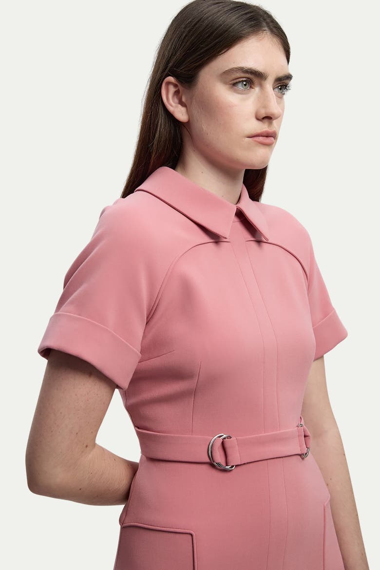 Stretch Tab Detail Full Midi Dress, Alternate, color, Dusty Rose