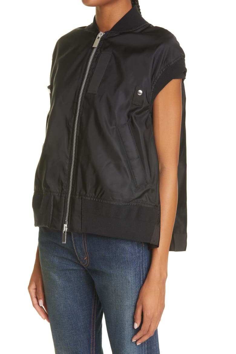 Twill Knit Nylon Vest, Alternate, color, BLACK