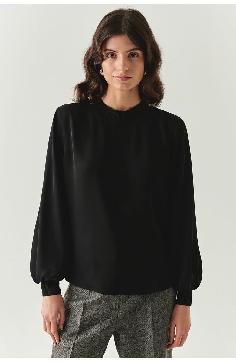 Exquise Joelle Long Sleeve Blouse, Alternate, color, Black