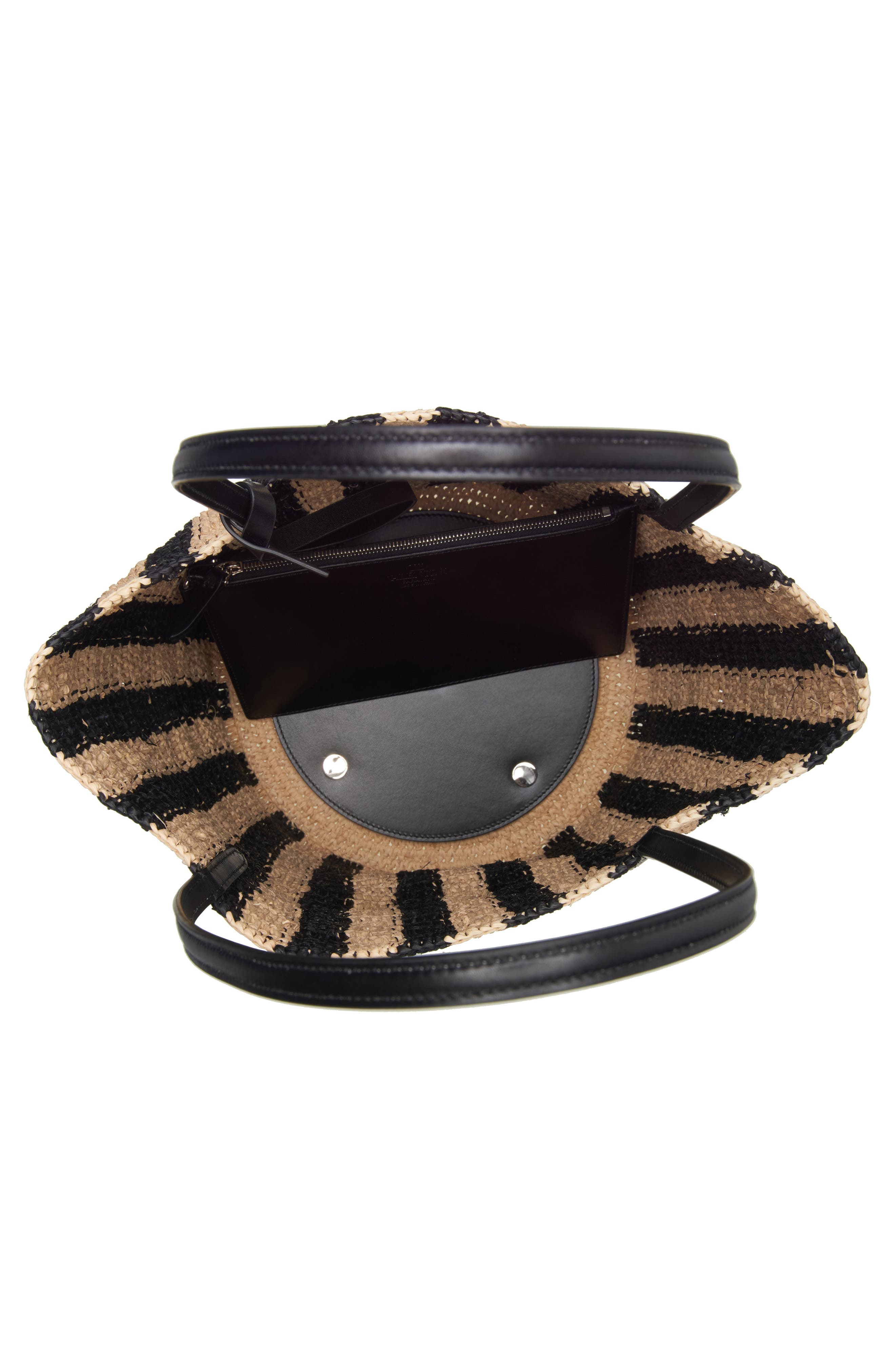 Valentino Garavani VLOGO Signature Crochet Raffia Tote, Alternate, color, Natural/ Black