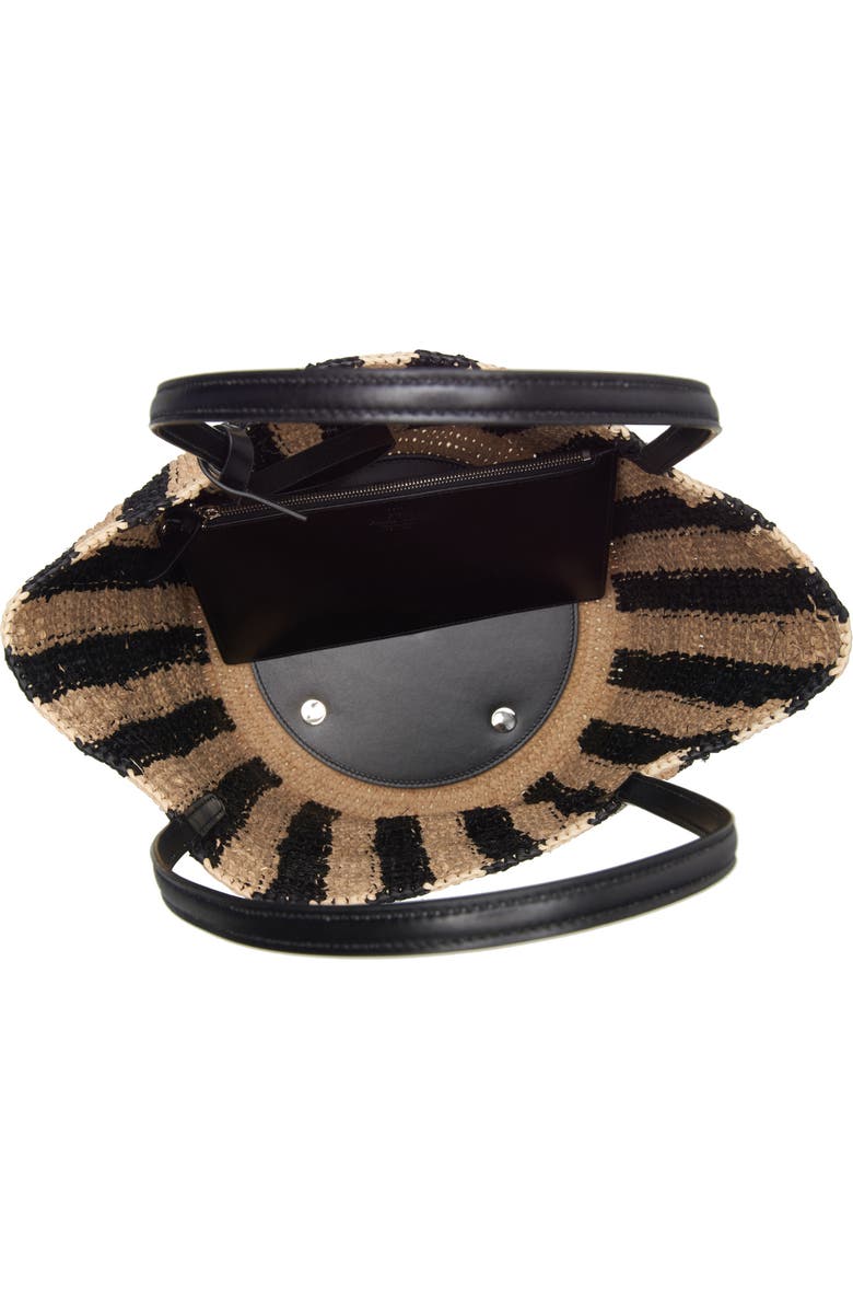 Valentino Garavani VLOGO Signature Crochet Raffia Tote, Alternate, color, Natural/ Black
