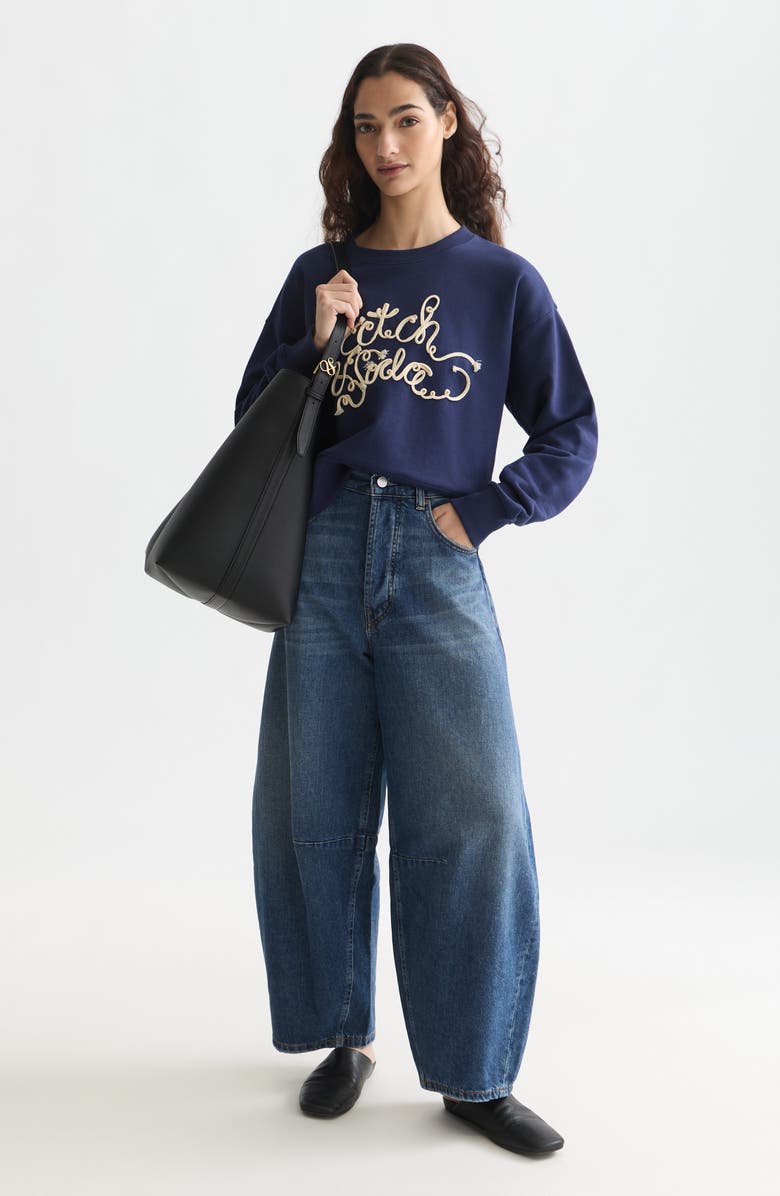 Scotch & Soda Ribbon Embroidered Logo Sweatshirt, Alternate, color, Peacoat