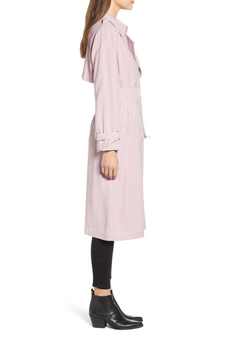 Draped Trench Coat, Alternate, color, DUSTY PINK