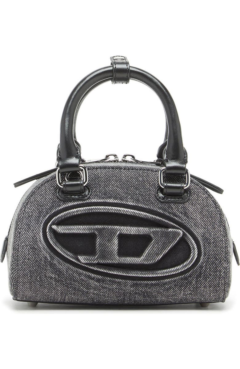DIESEL<sup>®</sup> Mini 1DR Dome Denim Bowling Bag, Main, color, Black