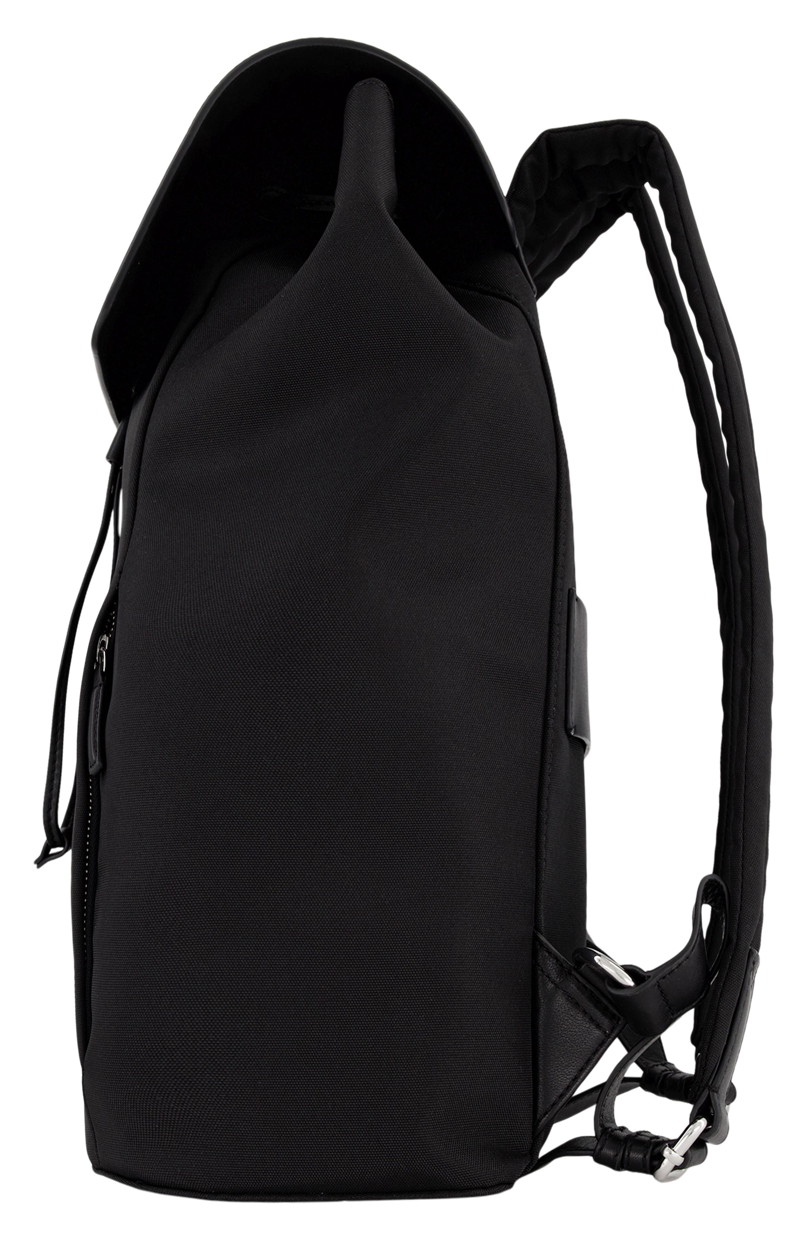 Vince Drayton Leather 
Nylon Flap Backpack, Alternate, color, Black