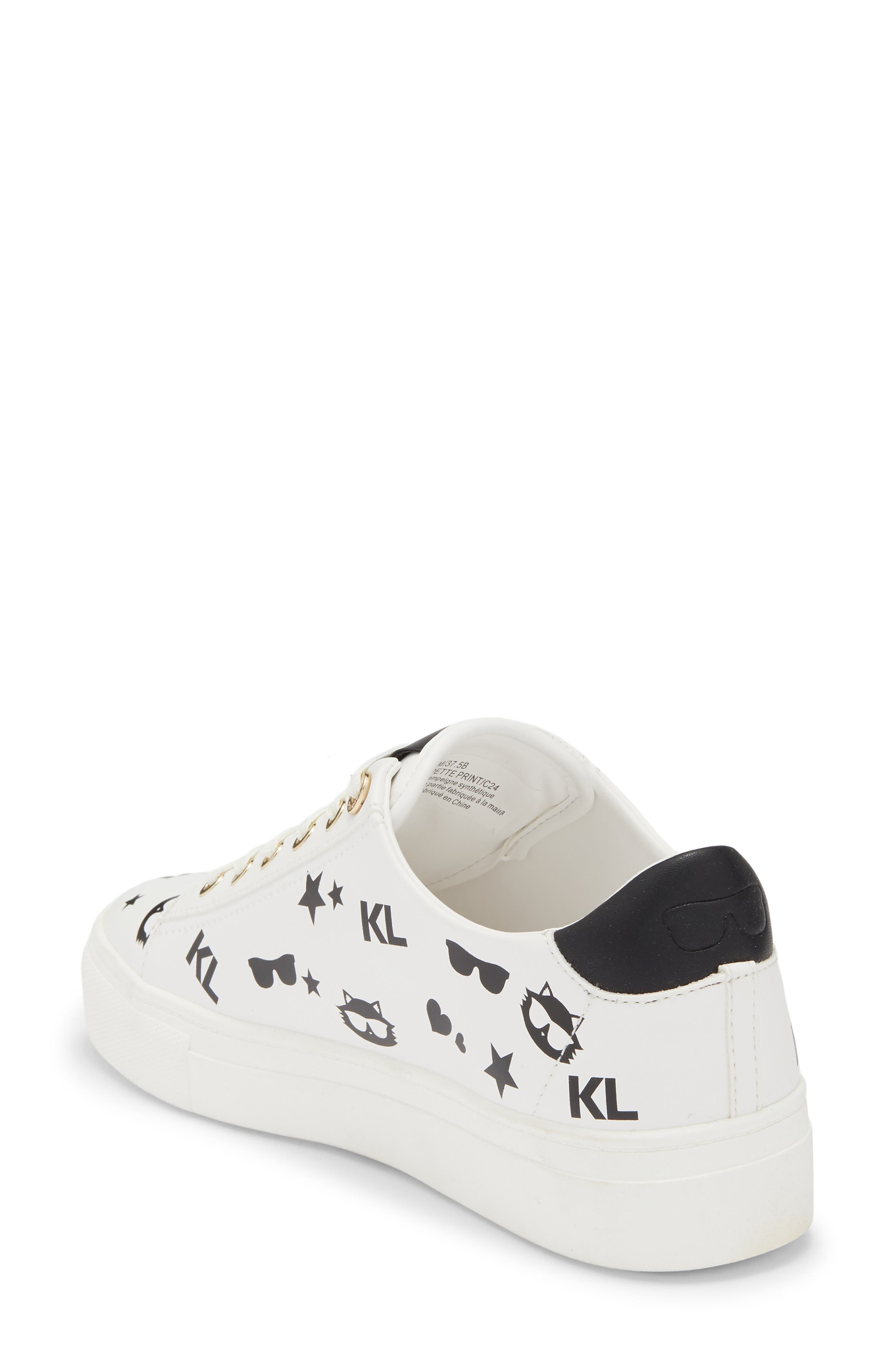 KARL LAGERFELD PARIS Cate Choupette Platform Sneaker, Alternate, color, Bright White/ Black