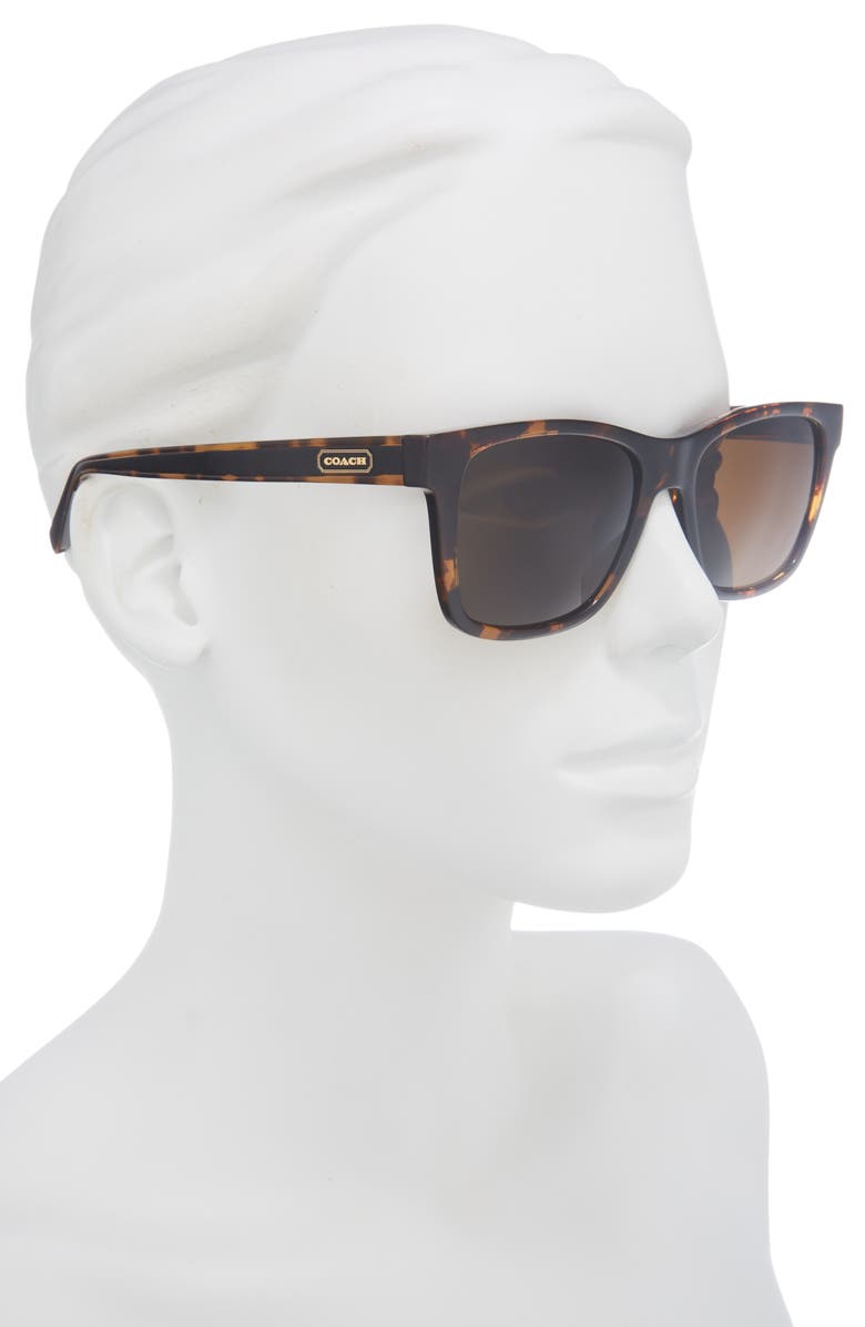 COACH 56mm Square Polarized Sunglasses, Alternate, color, Dark Tortoise