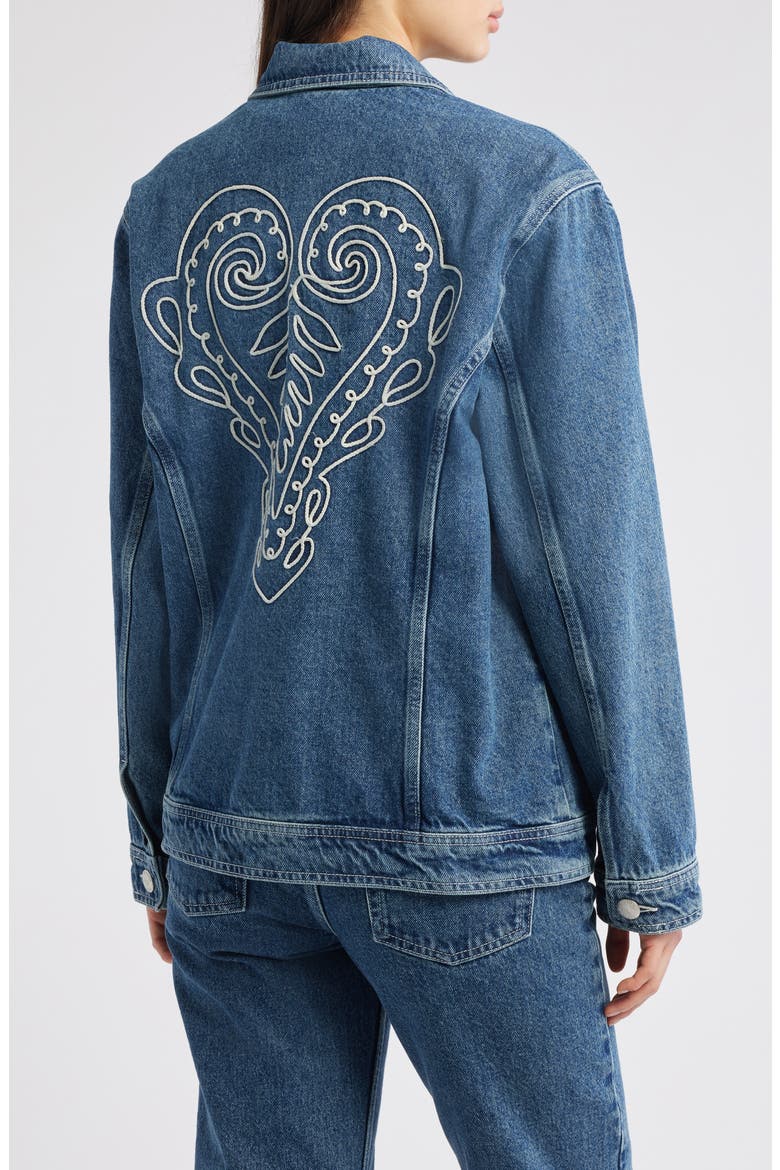 Cornely Embroidered Denim Jacket, Alternate, color, DENIM
