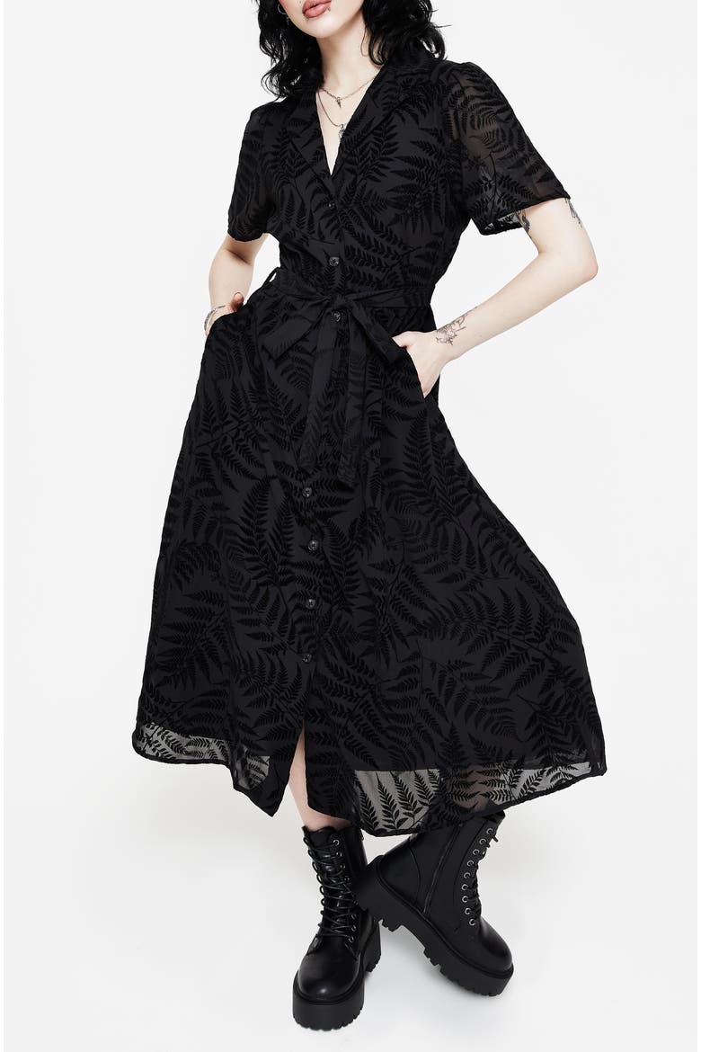 Lunafern Fern Midi Shirt Dress, Alternate, color, Black