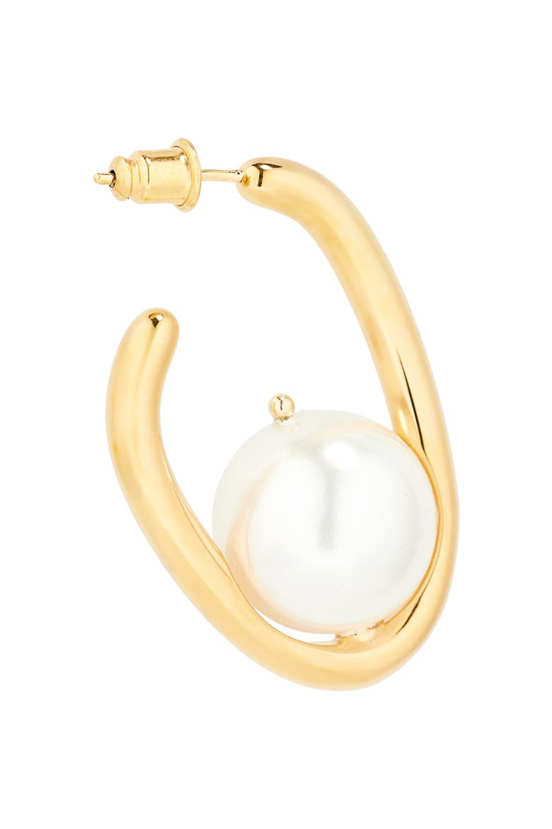 Faux Pearl Hoop Earrings, Alternate, color, PEARL