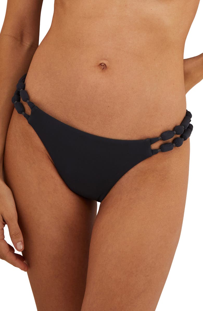 ViX Paula Hermanny Atena Double Beaded Strap Bikini Bottoms, Main, color, Grey