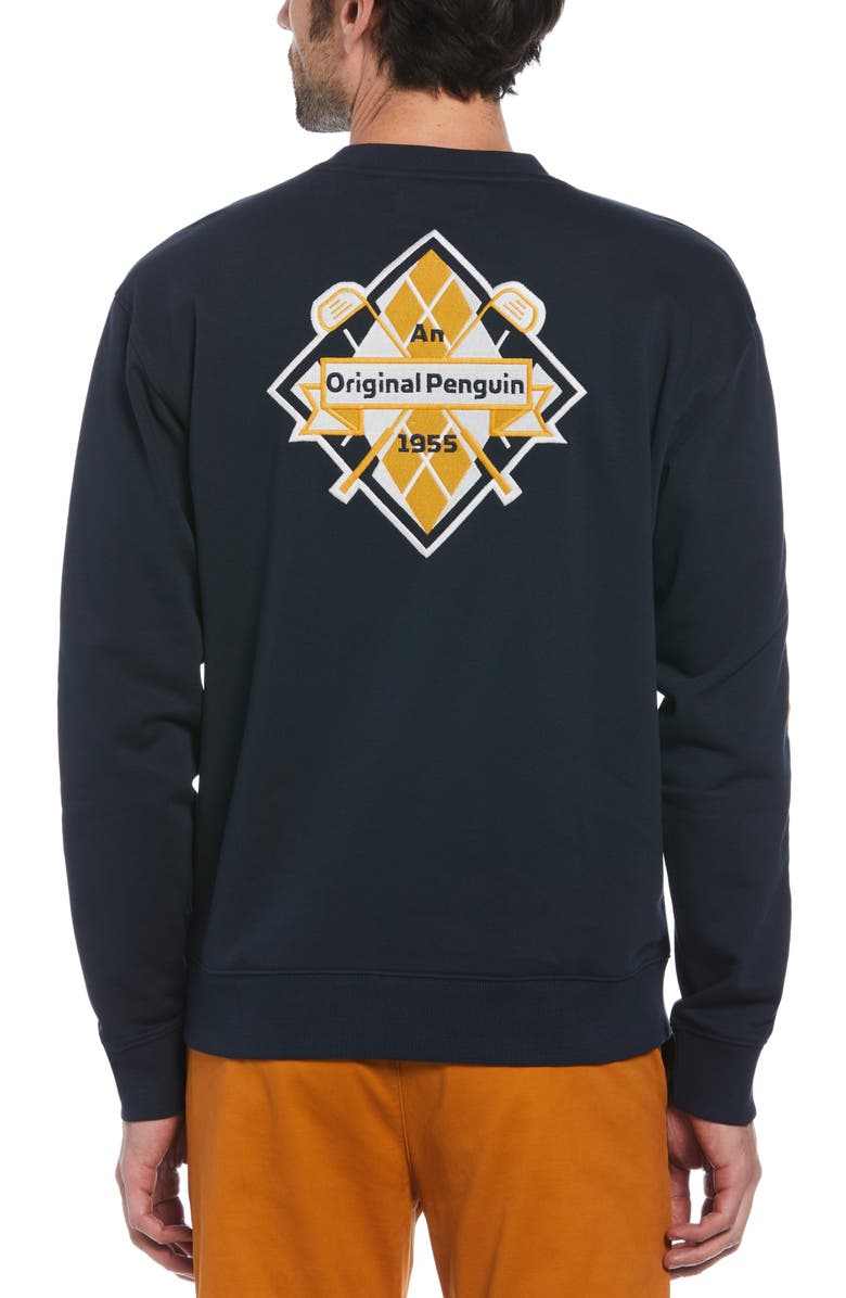 Original Penguin Logo Embroidered Fleece Crewneck Sweatshirt, Alternate, color, 